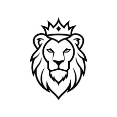 A lion head crown mascot logo icon template vector illustration