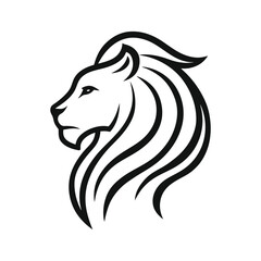 Minimalist Lion Profile Line Drawing on White  Background