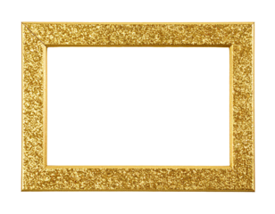Gold glitter frame isolated on white background