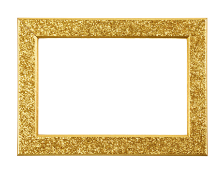 Gold glitter frame isolated on white background