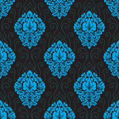 seamless pattern with blue flowers