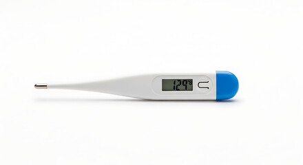Digital thermometer indicating a temperature reading.