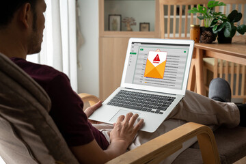 Cyber attacking concept. Malware alert showing on computer screen display scam and threat detection...