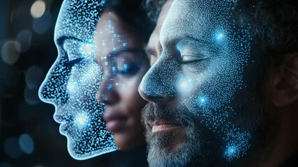 Digital overlay of faces, highlighting futuristic tech - Powered by Adobe