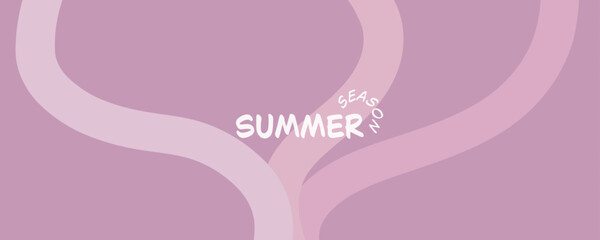 Pink curves and the waves of the sea range from soft to dark vector background flat design style illustration.