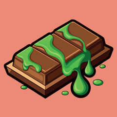 Chocolate Bar with Four Rectangular Sections – Vector Illustration Featuring Unique Textures and Designs on Each Piece – Isolated Sweet Treat Icon in Minimalist Style