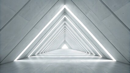 Obraz premium Architectural Interior Concrete Tunnel with Bright White Lighting