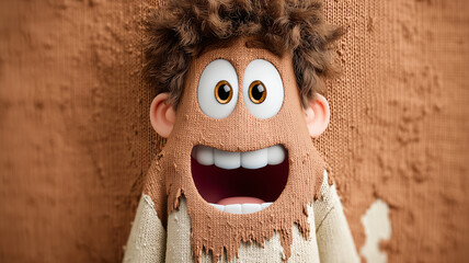 Obraz premium Cheerful chocolate stain character brings joy to a whimsical world of fun