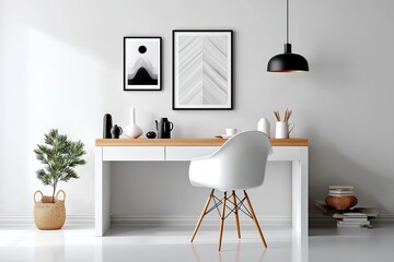 Modern minimalist desk setup with stylish decor and natural lighting