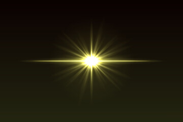 Intense central glow with symmetrical rays and soft edges. Bright light flash for lens effects or glowing transitions.