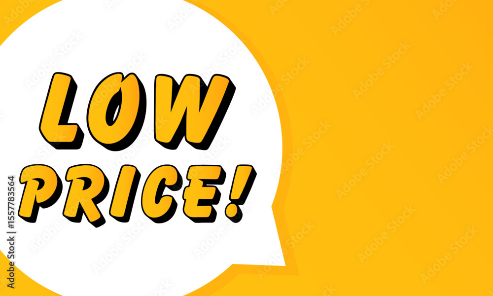 Fototapete low price speech bubble. bold outline, comic style shape, vibrant background, dialog element, visual