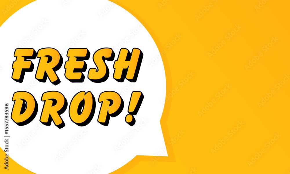 Fototapete fresh drop speech bubble. bold outline, comic style shape, vibrant background, dialog element, visua