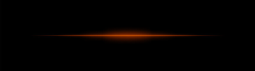Thin red laser beam across dark background with glowing center. Minimalistic horizontal light effect with sharp gradient and smooth fade at edges.