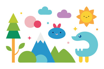 Obraz premium Charming symbols of nature and imagination colorfull Vector illustration