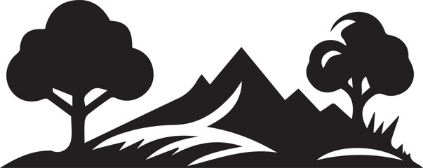 Mountain silhouette with Nature Vector design