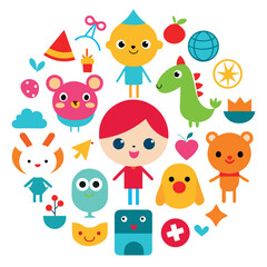 Obraz premium colorful children icon collection set of fun moments colorfull Vector illustration