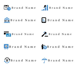 Modern Flat Design Brand Name Icons:  Financial Growth Concepts