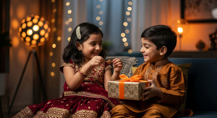 Raksha Bandhan 2025 Portrait of Brother and Sister Celebrating with Rakhi, Love, and Festive Cheer