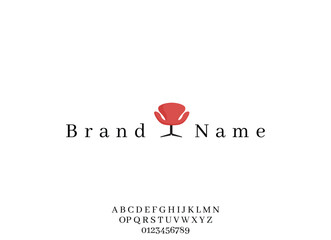 Modern Red Chair Logo Design, Minimalist Style, Clean Background