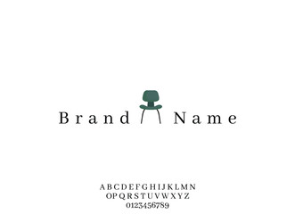 Modern Minimalist Green Chair Brand Logo Design