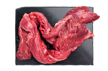 Raw Beef Machete Steak, also name Skirt steak, fresh marble meat isolated on white background