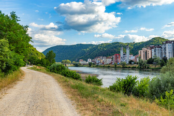 The town of Zvornik with the Cathedral of the Nativity of the Most Holy Mother of God, Bosnia and Herzegovina