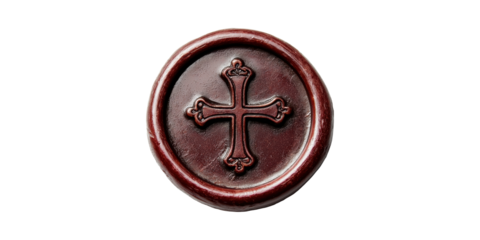 Wax Seal With Cross Emblem. Symbol Of Tradition And Authenticity Isolated On Transparent Background
