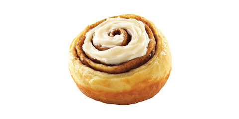 Fototapeta premium Cinnamon Roll With Cream Cheese Frosting. Delicious Bakery Treat Isolated On Transparent Background