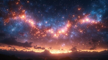 Fototapeta premium Celestial sunset over a landscape