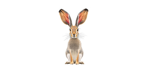 Fototapeta premium Rabbit With Large Ears. Symbol Of Alertness And Curiosity In Nature Isolated On Transparent Background
