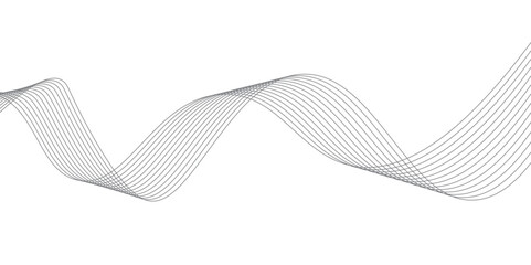 Black and white wavy ribbon illustration with a curved line pattern on a light background