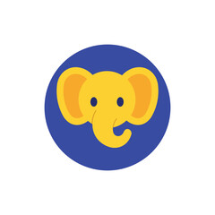 Cute Elephant Icon | Flat Animal Vector Illustration