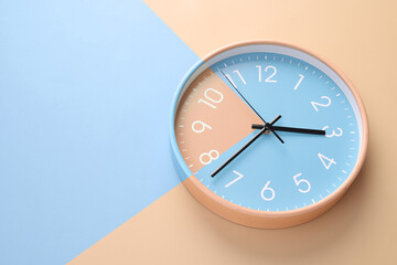 Close-up of a wall clock. The concept of time and work time is valuable for life, Alarm clock...