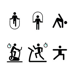 Exercise Silhouette Icons Set | Fitness Workout Poses Vector