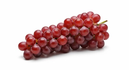 Fototapeta premium Freshly Harvested Bunch of Red Grapes Isolated on White Background