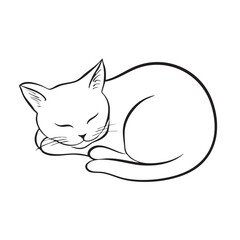 Sleeping cat outline, minimalistic pet design