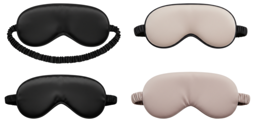 Sleep masks in black and beige colors on a transparent background  