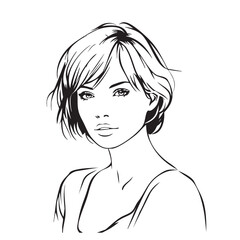 Woman portrait line art style for design concept