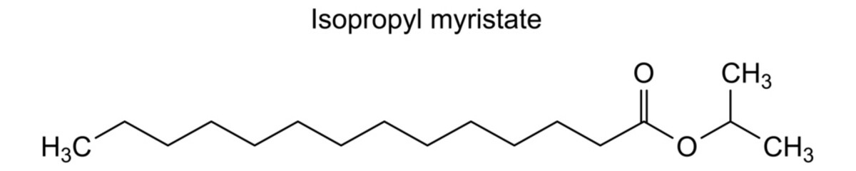 Chemical structure of isopropyl myristate, drug substance