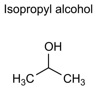 Chemical structure of isopropyl alcohol, drug substance