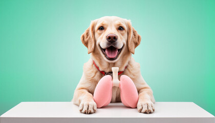 Golden retriever with plush lungs, veterinary oncology awareness
