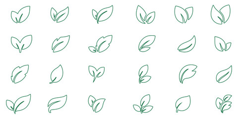 Green leaf ecology nature element vector icon set, Leaf Icon pack, green leaf ecology nature element vector. background white. Design EPS 10