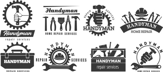 Handyman logo monochrome icons