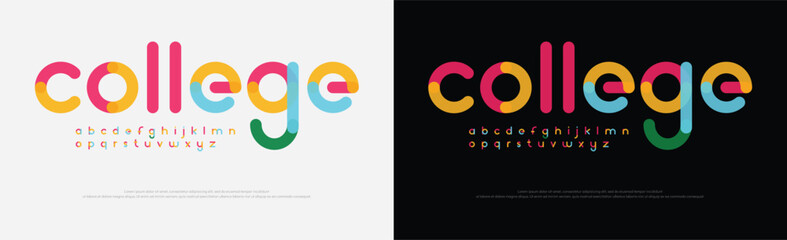 Modern creative color logo alphabet font. College sport font in american style for football, baseball or basketball logos and t-shirt.
