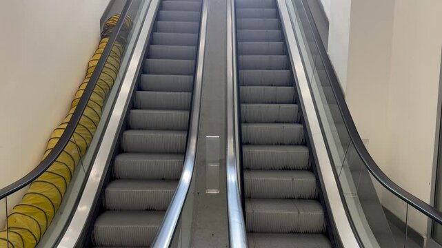 Double escalators in a modern shopping center