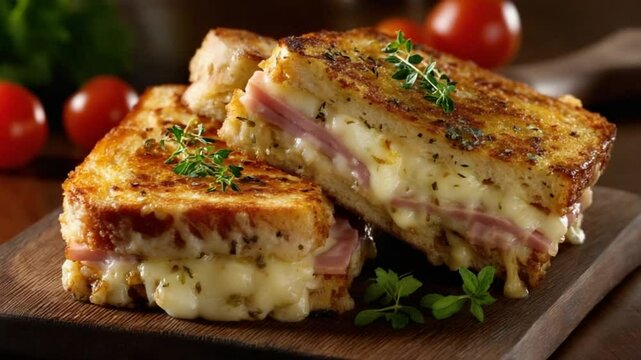 croque monsieur grilled ham and cheese sandwich french cuisine video