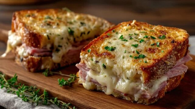 croque monsieur grilled ham and cheese sandwich french cuisine video