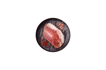 Sliced ham, meat, pork or turkey sausage for sandwiches. Ham slices, food