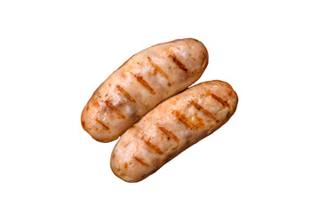 Grilled chicken or beef sausages, a hot meat dish. Barbecued sausages