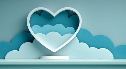 paper heart on blue background
